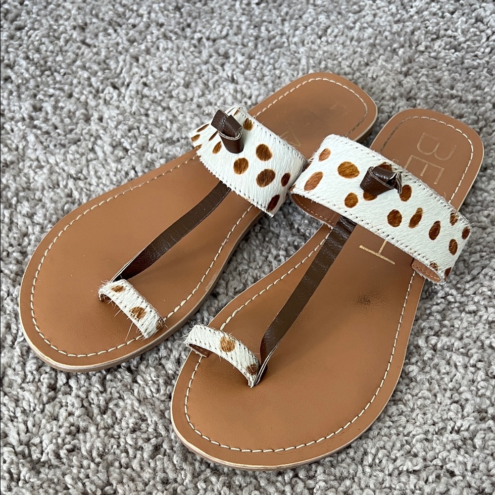 BEACH by Matisse Anthropologie Leather Cow Fur Sandals